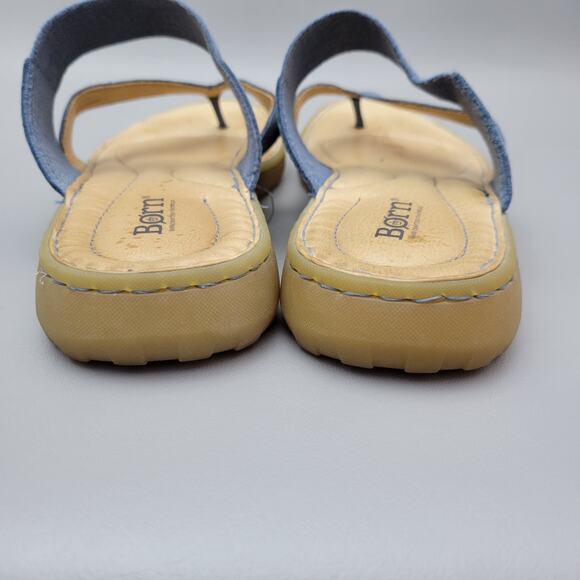 Born Nevis Thong Comfort Sandals Full Grain Blue Leather Slide Women’s Size 10 - Picture 10 of 11